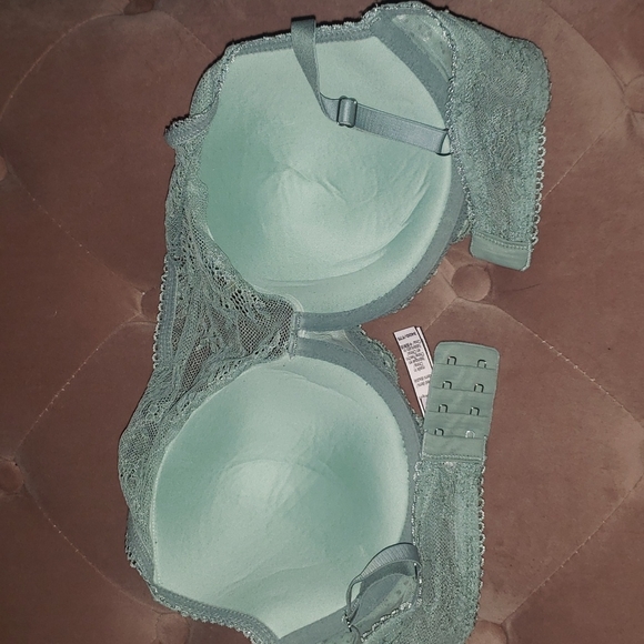 Victoria's Secret 34DD Dream Angels Demi Bra Lace High Neckline Teal EUC - Picture 6 of 11